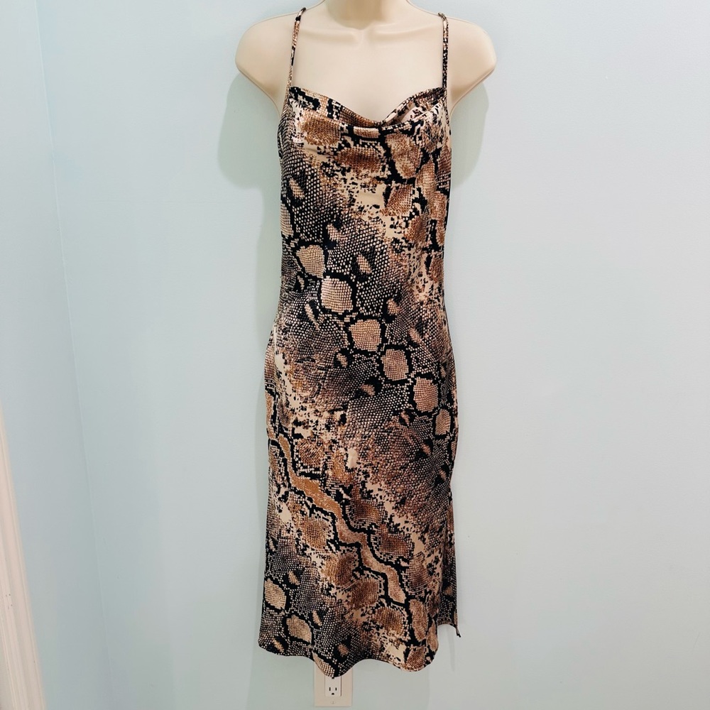 Like New Bebe Snake Print Cowl Neck Slip Dress XS